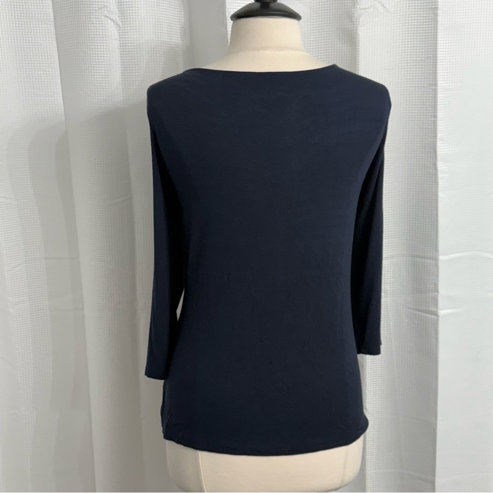 212 Collection Women's 3/4 Sleeves, Easywear Draped Cowl Neck Top, Navy, Size XL - Picture 7 of 7